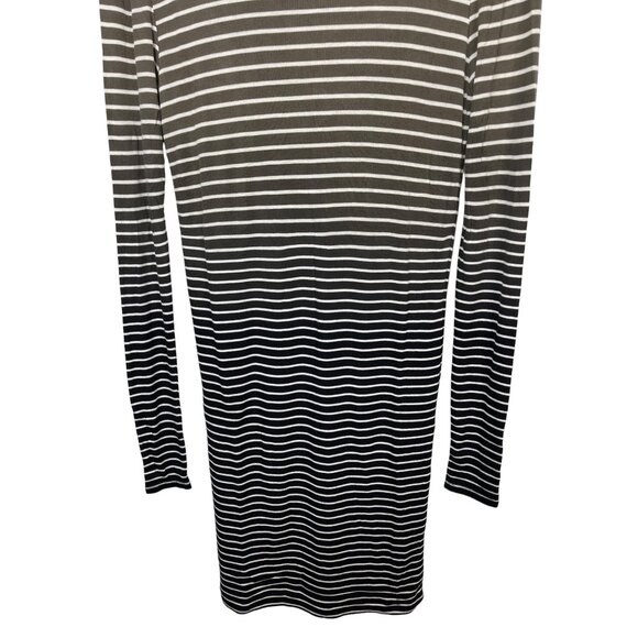 ATM Anthony Thomas Melillo Small Midi Dress Black Brown Cream Stripe Long Sleeve - Picture 3 of 11